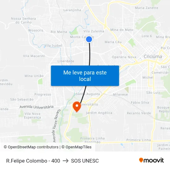 R.Felipe Colombo - 400 to SOS UNESC map