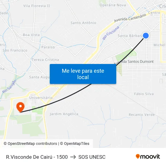 R.Visconde De Cairú - 1500 to SOS UNESC map