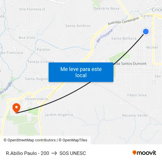 R.Abílio Paulo - 200 to SOS UNESC map