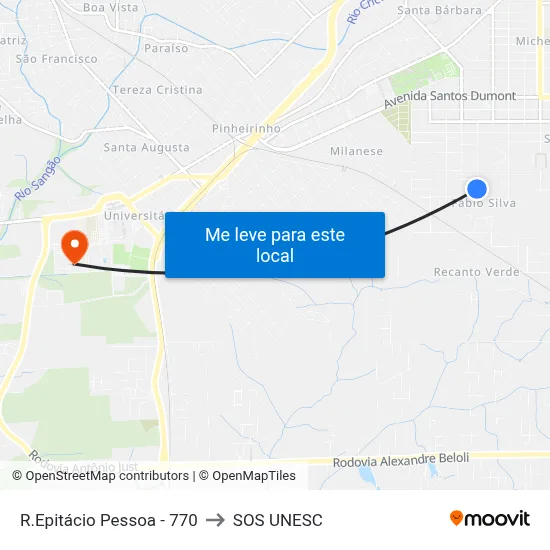 R.Epitácio Pessoa - 770 to SOS UNESC map