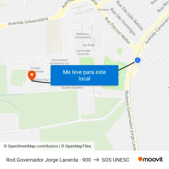 Rod.Governador Jorge Lacerda - 900 to SOS UNESC map
