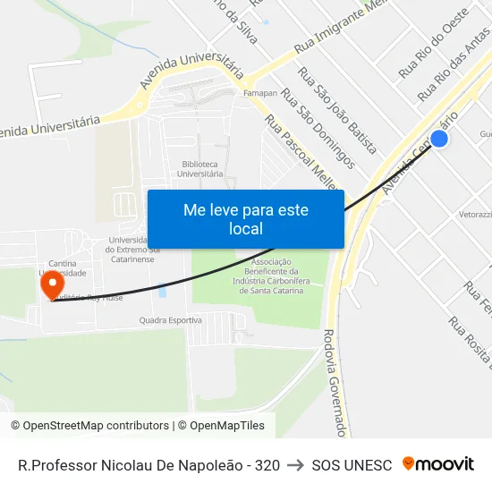 R.Professor Nicolau De Napoleão - 320 to SOS UNESC map