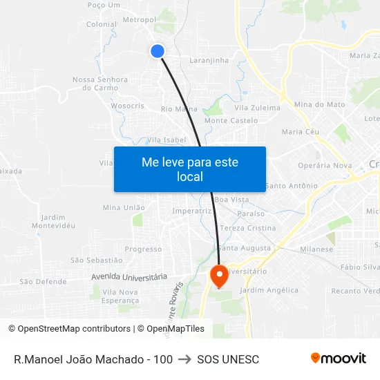 R.Manoel João Machado - 100 to SOS UNESC map