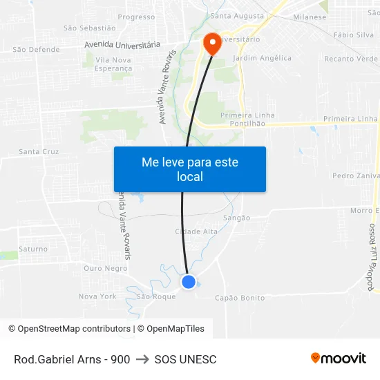 Rod.Gabriel Arns - 900 to SOS UNESC map
