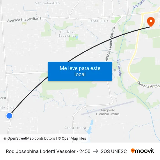 Rod.Josephina Lodetti Vassoler - 2450 to SOS UNESC map