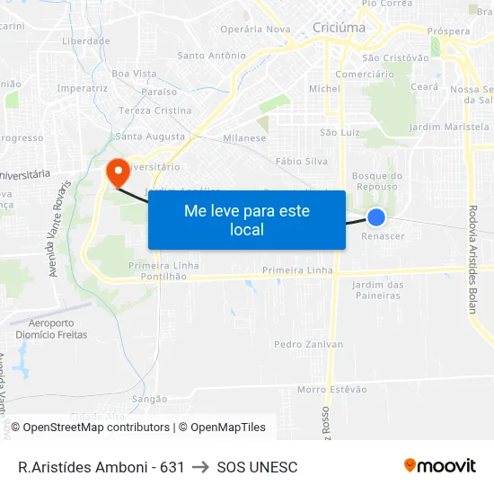 R.Aristídes Amboni - 631 to SOS UNESC map