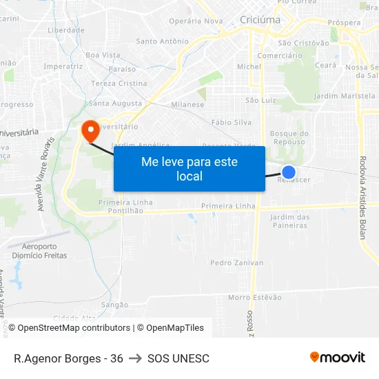 R.Agenor Borges - 36 to SOS UNESC map