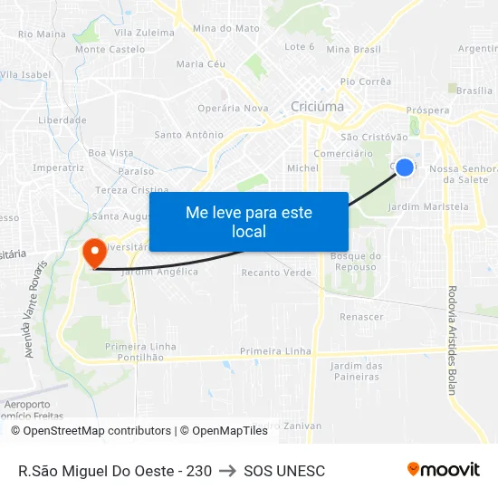 R.São Miguel Do Oeste - 230 to SOS UNESC map