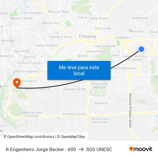 R.Engenheiro Jorge Becker - 600 to SOS UNESC map