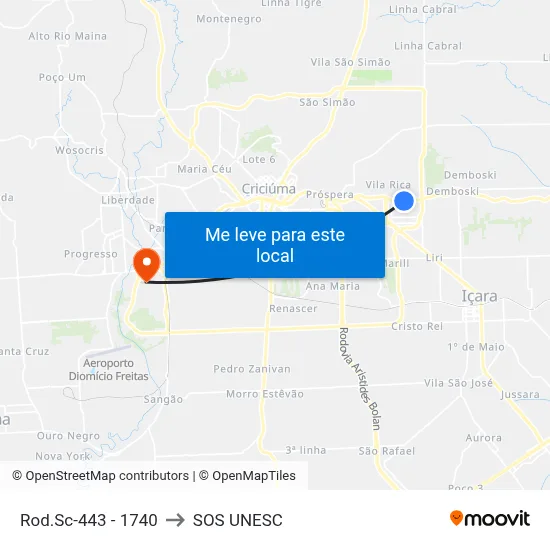 Rod.Sc-443 - 1740 to SOS UNESC map