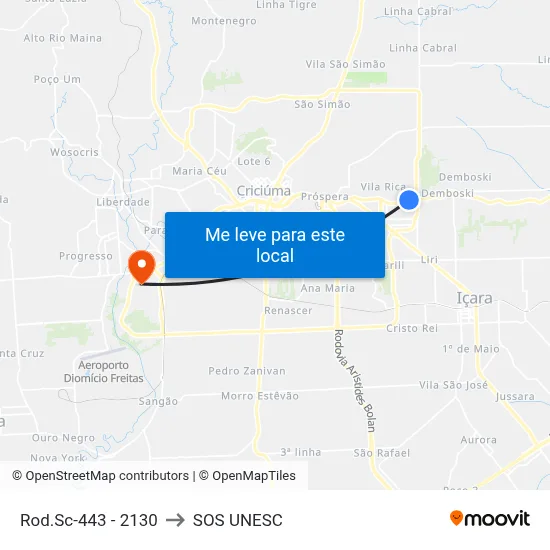 Rod.Sc-443 - 2130 to SOS UNESC map