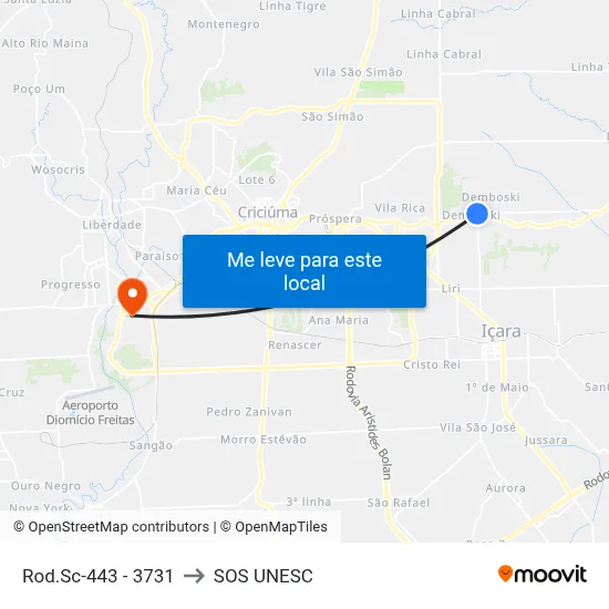 Rod.Sc-443 - 3731 to SOS UNESC map
