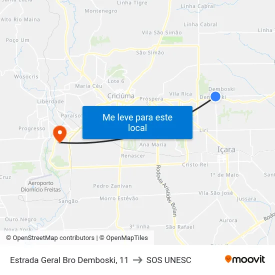 Estrada Geral Bro Demboski, 11 to SOS UNESC map