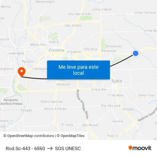 Rod.Sc-443 - 6860 to SOS UNESC map