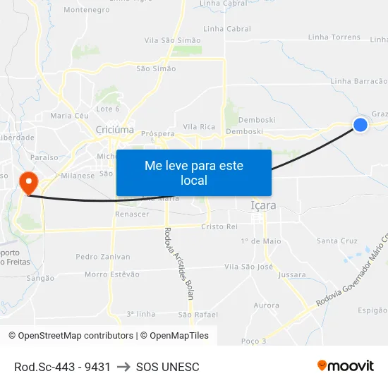 Rod.Sc-443 - 9431 to SOS UNESC map