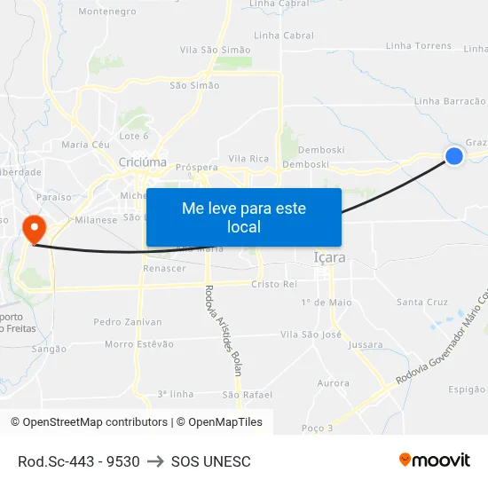 Rod.Sc-443 - 9530 to SOS UNESC map
