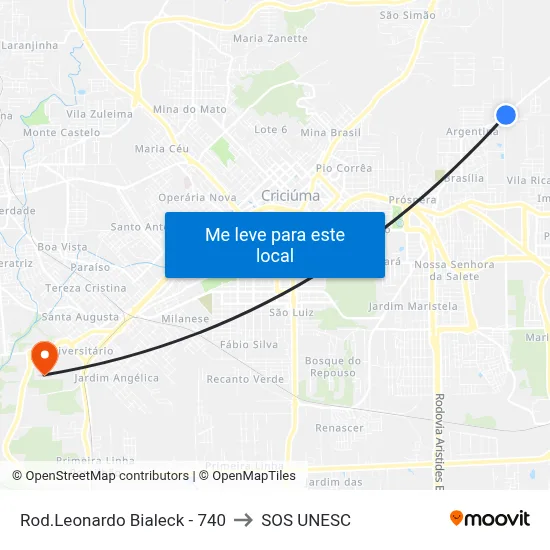 Rod.Leonardo Bialeck - 740 to SOS UNESC map