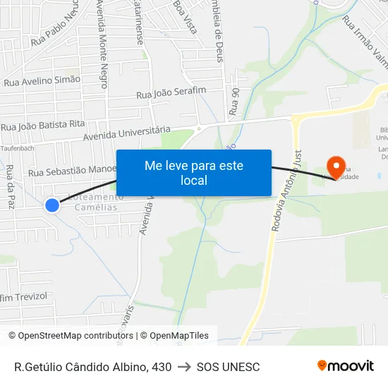 R.Getúlio Cândido Albino, 430 to SOS UNESC map