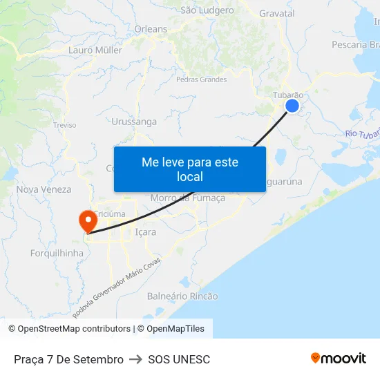Praça 7 De Setembro to SOS UNESC map