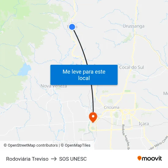 Rodoviária Treviso to SOS UNESC map