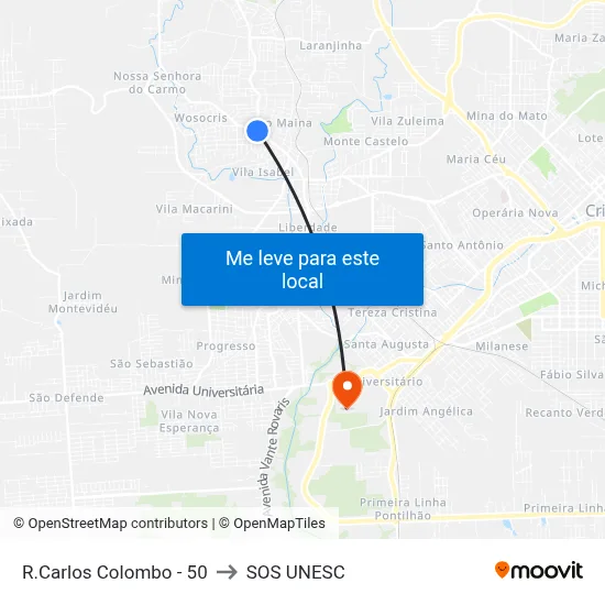 R.Carlos Colombo - 50 to SOS UNESC map