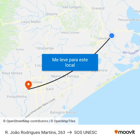 R. João Rodrigues Martins, 263 to SOS UNESC map