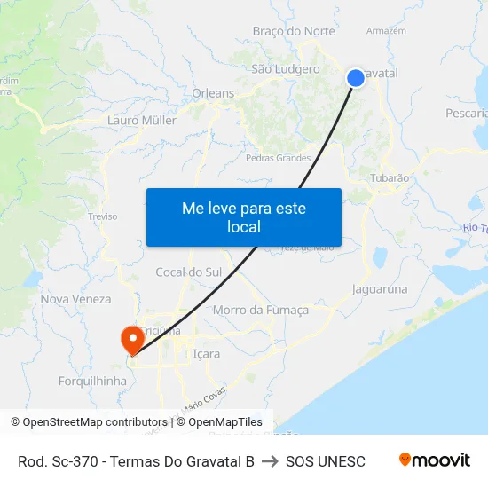 Rod. Sc-370 - Termas Do Gravatal B to SOS UNESC map