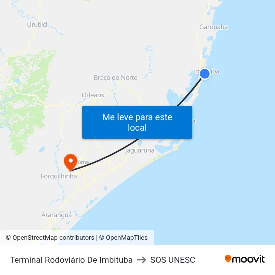 Terminal Rodoviário De Imbituba to SOS UNESC map