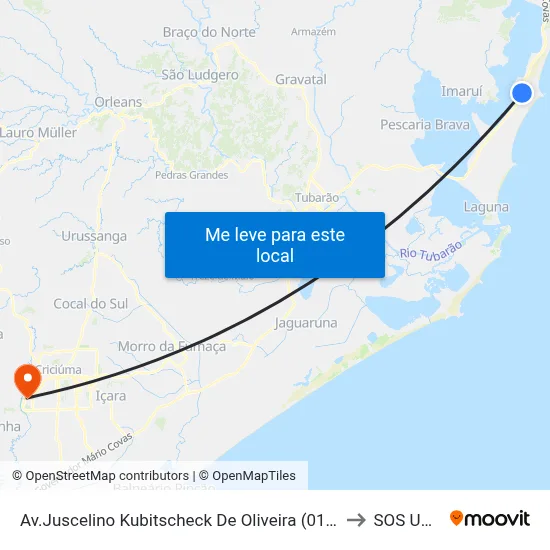 Av.Juscelino Kubitscheck De Oliveira (01) | Itapirubá Sul to SOS UNESC map