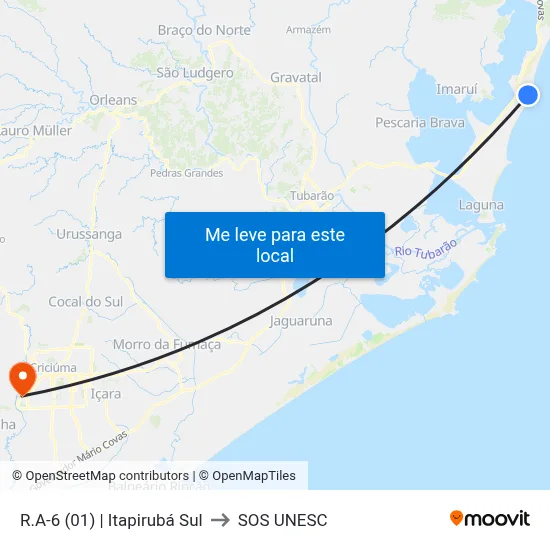R.A-6 (01) | Itapirubá Sul to SOS UNESC map