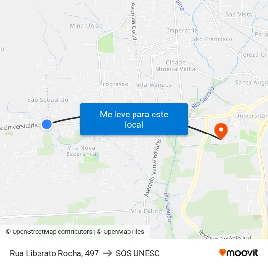 Rua Liberato Rocha, 497 to SOS UNESC map