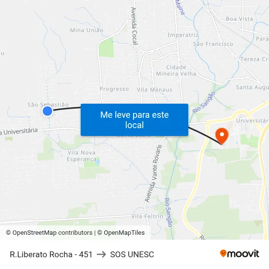 R.Liberato Rocha - 451 to SOS UNESC map