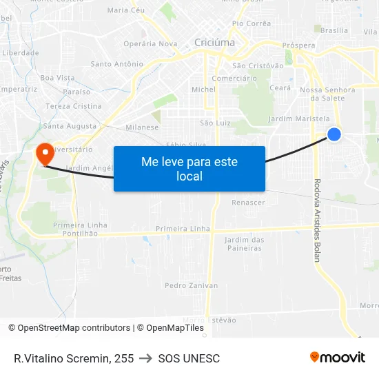 R.Vitalino Scremin, 255 to SOS UNESC map