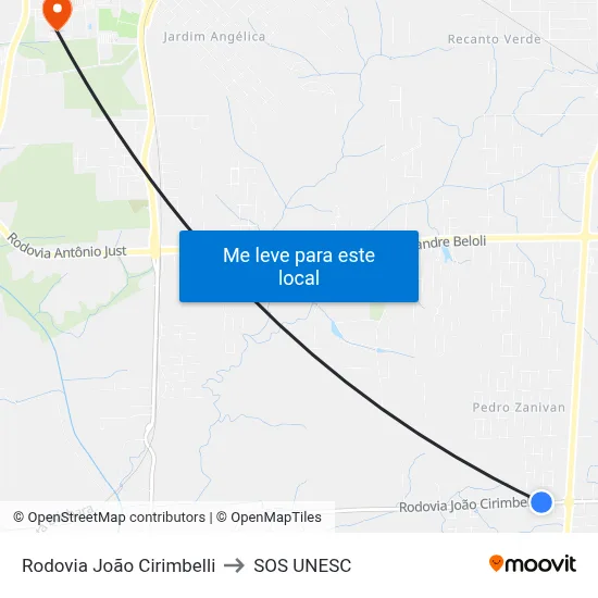 Rodovia João Cirimbelli to SOS UNESC map