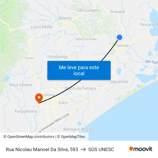 Rua Nicolau Manoel Da Silva, 593 to SOS UNESC map