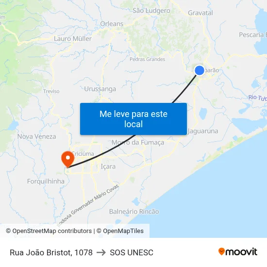 Rua João Bristot, 1078 to SOS UNESC map