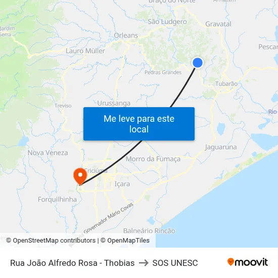 Rua João Alfredo Rosa - Thobias to SOS UNESC map