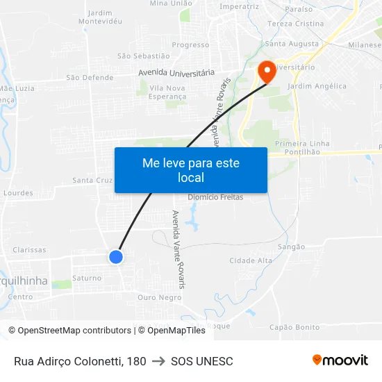 Rua Adirço Colonetti, 180 to SOS UNESC map
