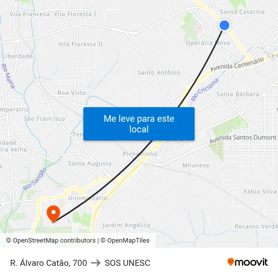 R. Álvaro Catão, 700 to SOS UNESC map