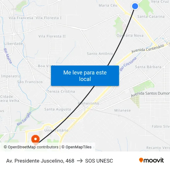 Av. Presidente Juscelino, 468 to SOS UNESC map