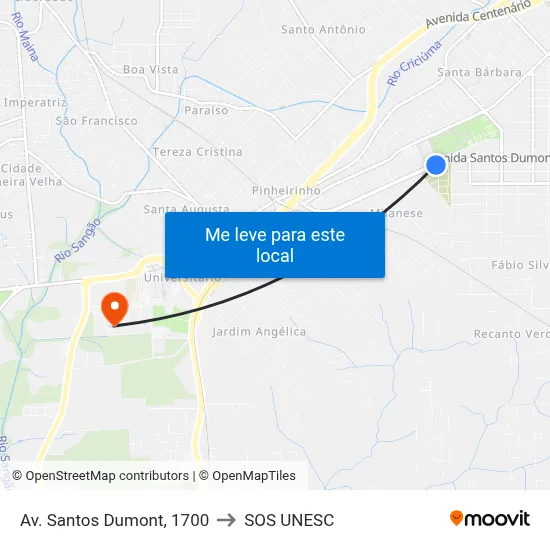 Av. Santos Dumont, 1700 to SOS UNESC map