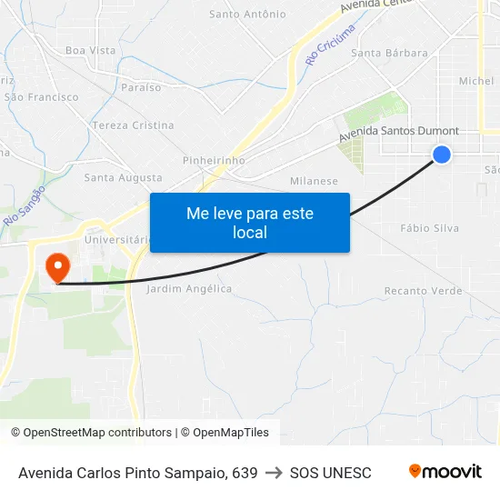 Avenida Carlos Pinto Sampaio, 639 to SOS UNESC map