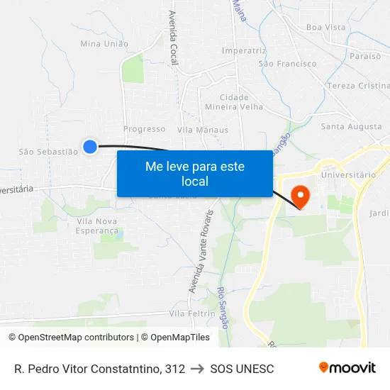 R. Pedro Vitor Constatntino, 312 to SOS UNESC map