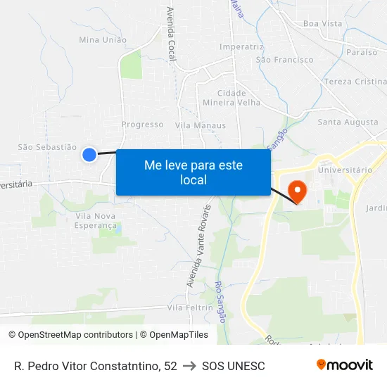 R. Pedro Vitor Constatntino, 52 to SOS UNESC map