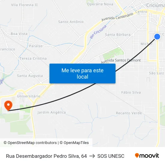 Rua Desembargador Pedro Silva, 64 to SOS UNESC map