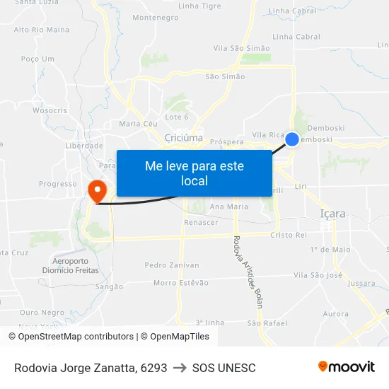 Rodovia Jorge Zanatta, 6293 to SOS UNESC map