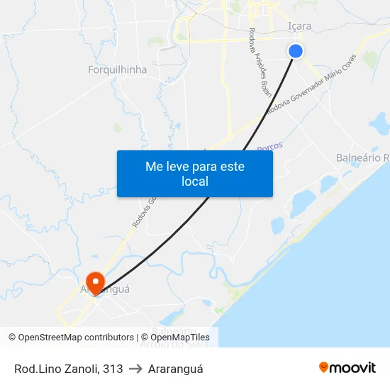 Rod.Lino Zanoli, 313 to Araranguá map