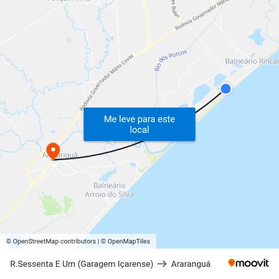 R.Sessenta E Um (Garagem Içarense) to Araranguá map