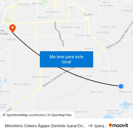 Ministério Celeiro Ágape (Sentido Içara/Criciúma) to Iparque map