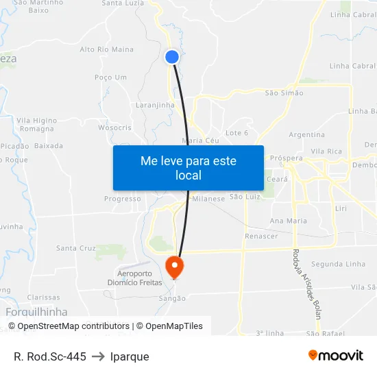 R. Rod.Sc-445 to Iparque map